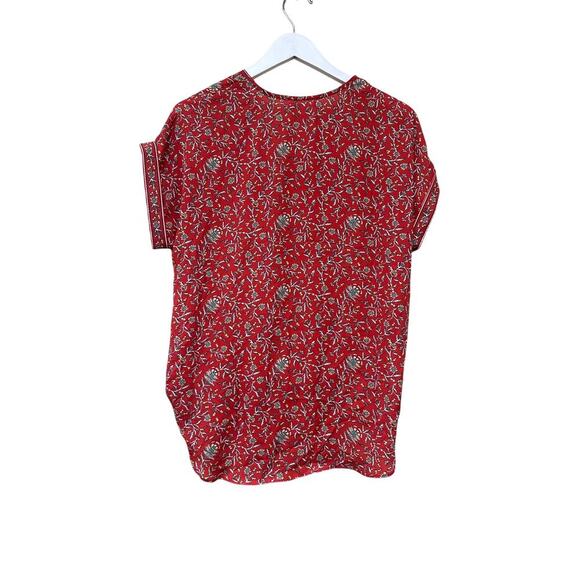 Max Studio Size XS Red Wrap Blouse Work Floral Boho Lightweight Vacation Top - Picture 5 of 11